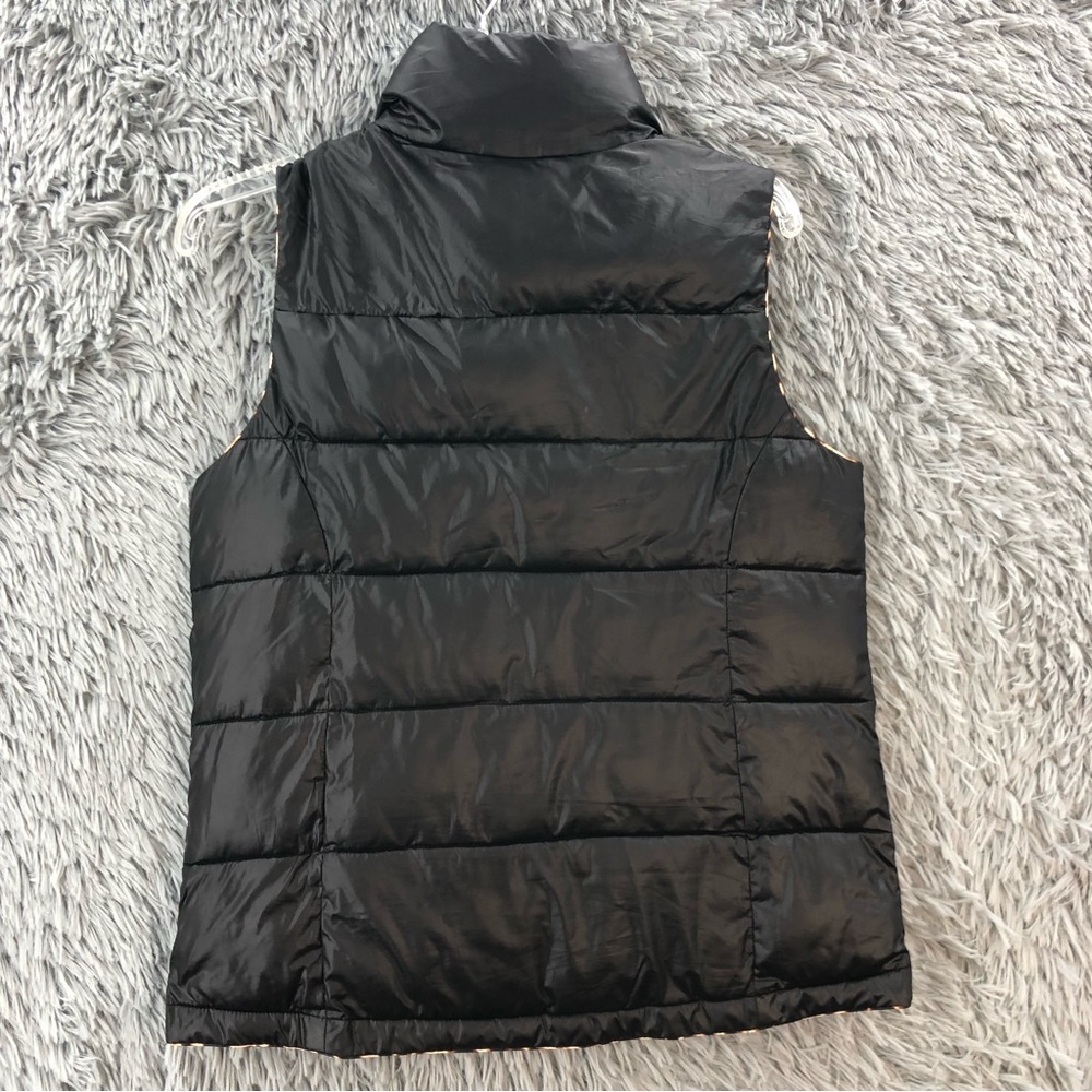 Pink Victorias Secret Jacket Small Black Puffer Full Zip Vest Cheetah Accent - Picture 11 of 12